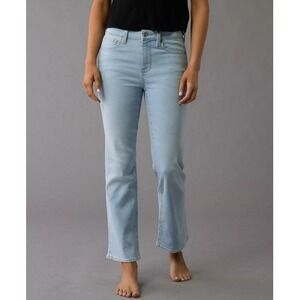 American Eagle Womens High-Rise Kick Boot Crop Jean Authentic Light Size 10S EUC